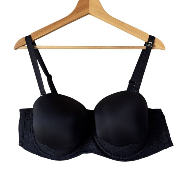 Torrid Curve Bombshell Everyday Strapless Push-Up Bra Size 46C New Black Lace - Picture 2 of 16